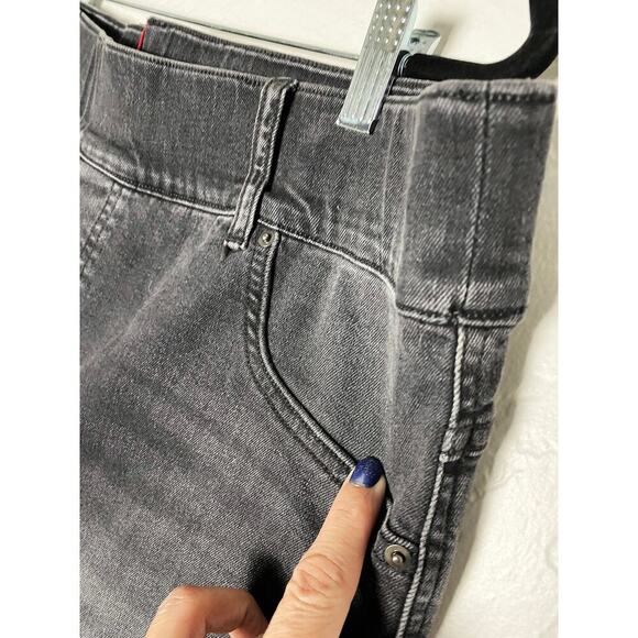 Spanx Women's Wide Leg Stretch Black Jeggings Jeans High Rise Elastic Waist Crop - Picture 5 of 10